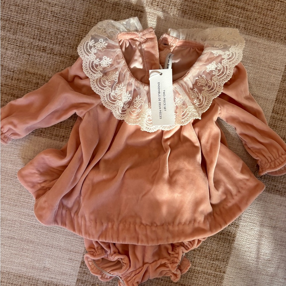 Janie and Jack Pink Baby Dress with Lace Collar